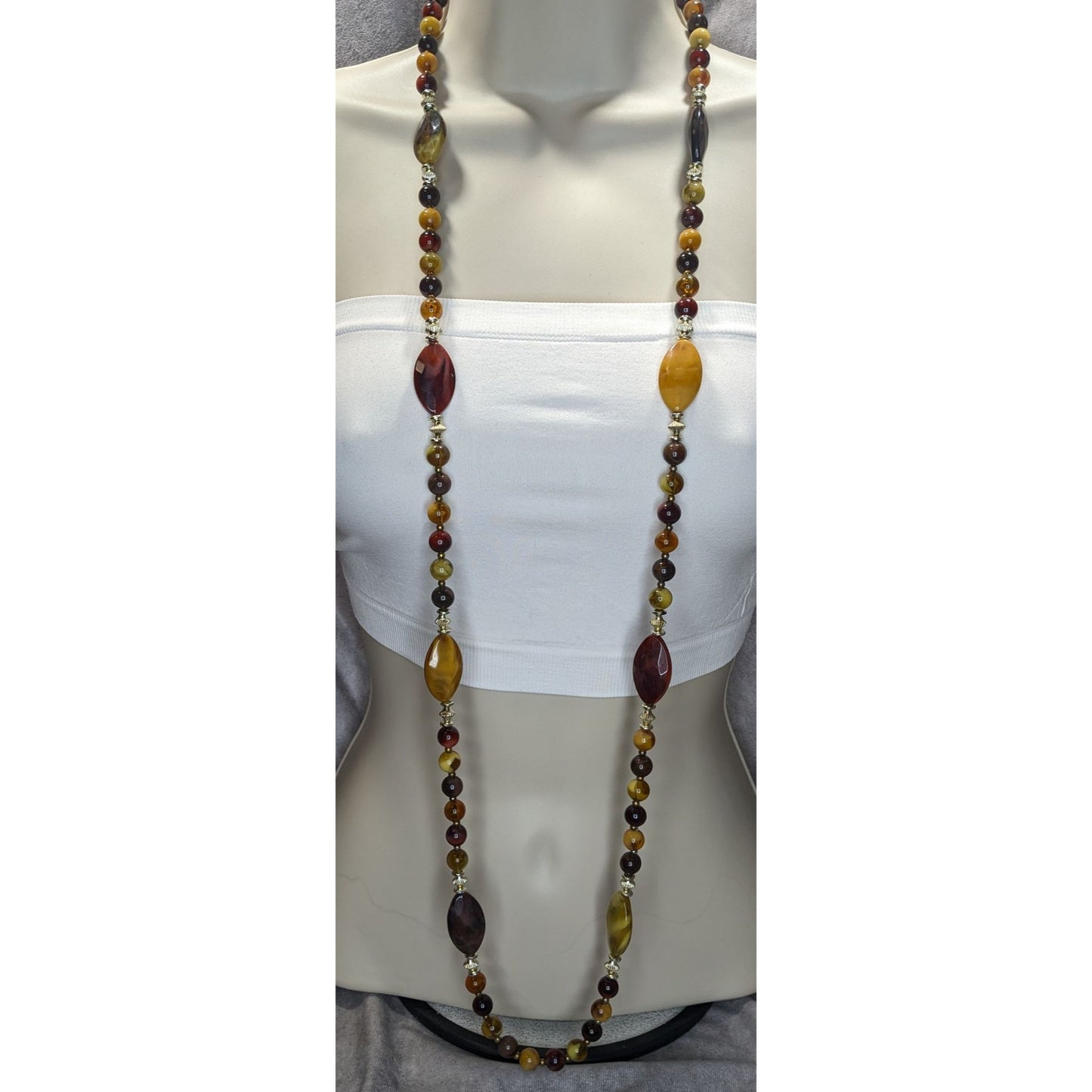 Vintage Bohemian Hippie Earth Tone Beaded Necklace