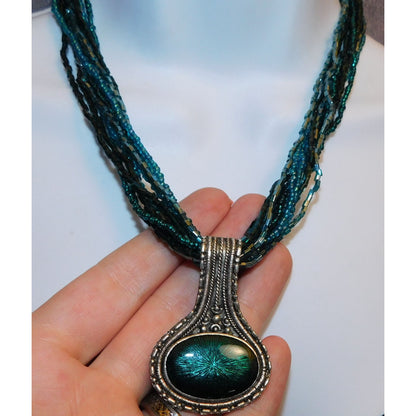 Mermaidcore Medallion Pendant Necklace With Glass Beads