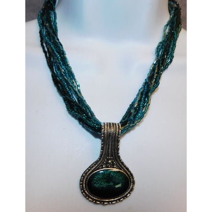 Mermaidcore Medallion Pendant Necklace With Glass Beads