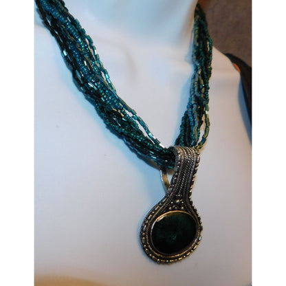 Mermaidcore Medallion Pendant Necklace With Glass Beads