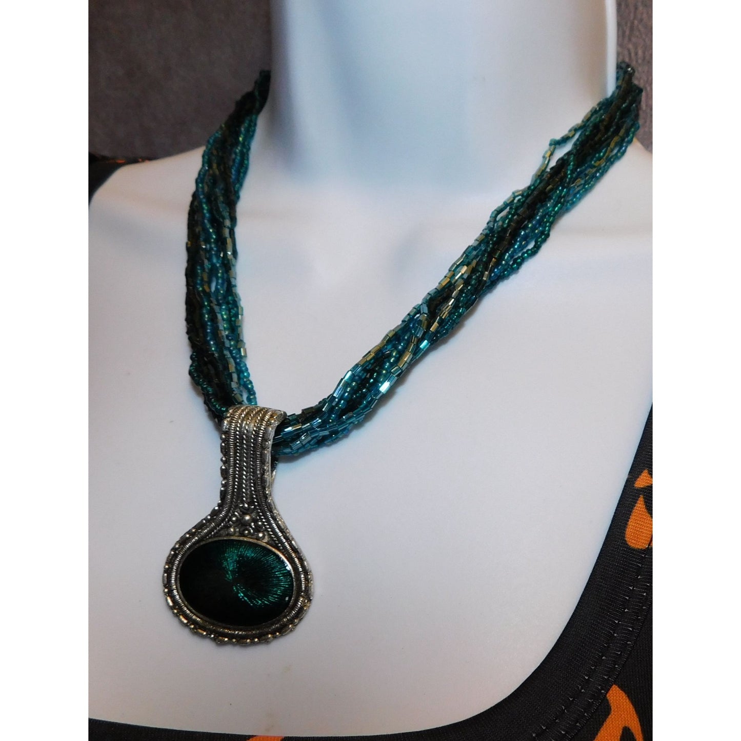 Mermaidcore Medallion Pendant Necklace With Glass Beads
