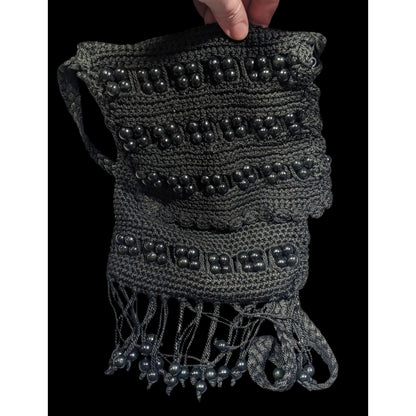 Chateau Boho Crochet And Beaded Crossbody Bag With Fringe