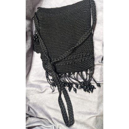 Chateau Boho Crochet And Beaded Crossbody Bag With Fringe