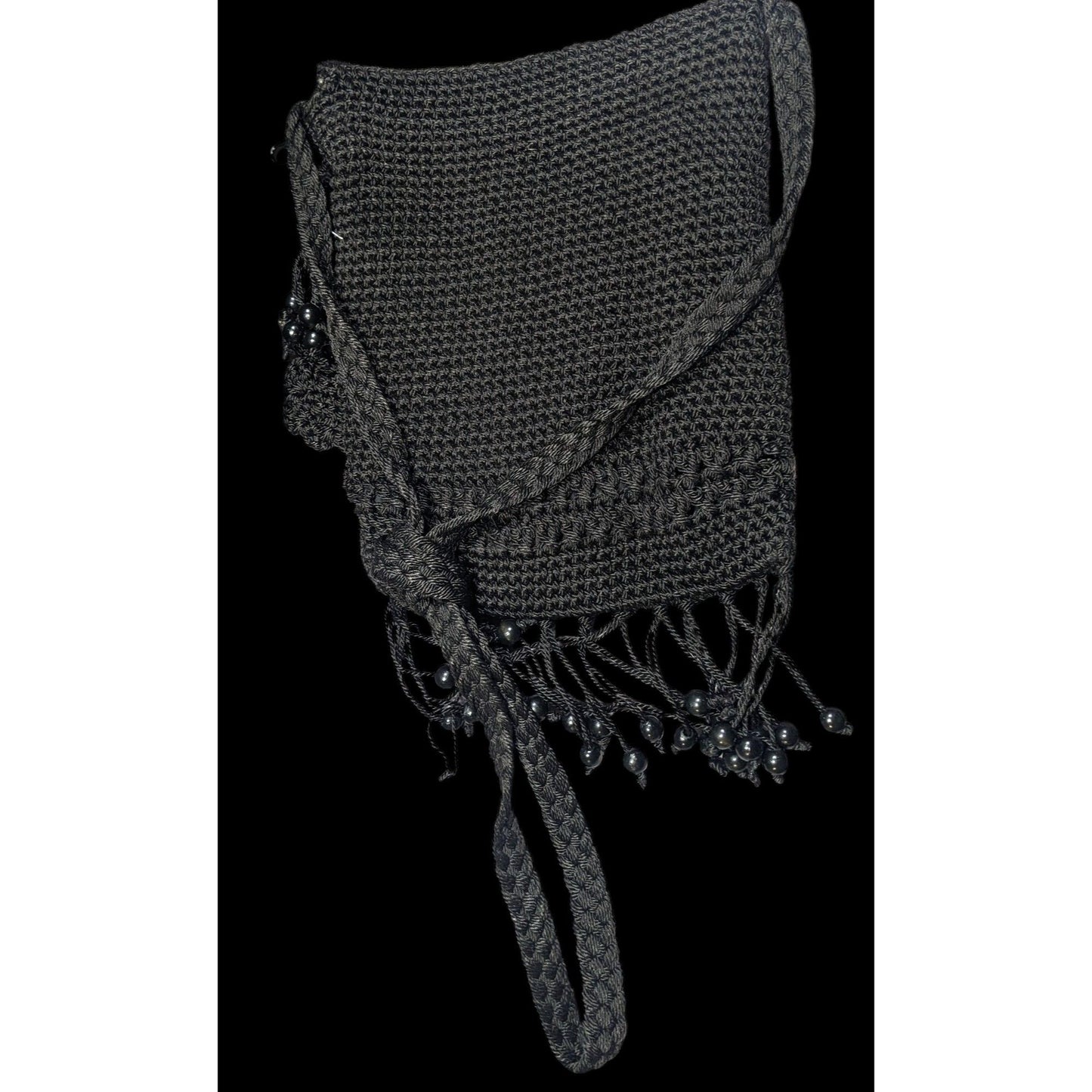 Chateau Boho Crochet And Beaded Crossbody Bag With Fringe