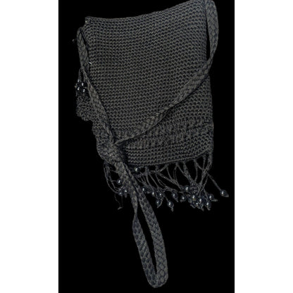 Chateau Boho Crochet And Beaded Crossbody Bag With Fringe