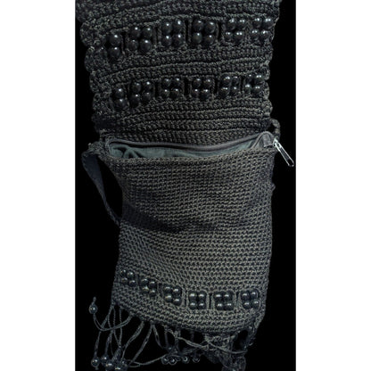 Chateau Boho Crochet And Beaded Crossbody Bag With Fringe