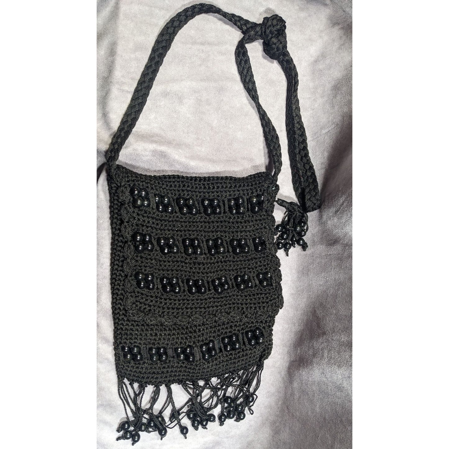 Chateau Boho Crochet And Beaded Crossbody Bag With Fringe