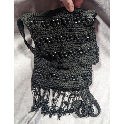 Chateau Boho Crochet And Beaded Crossbody Bag With Fringe