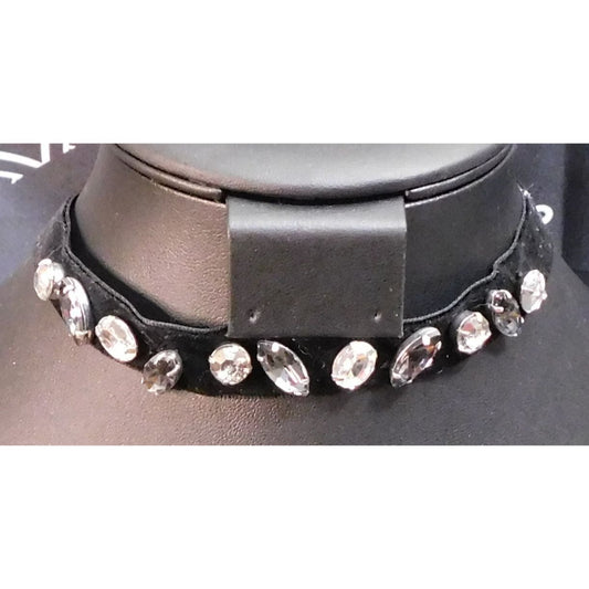 Glam Goth Hand Sewn Rhinestone Velvet Choker