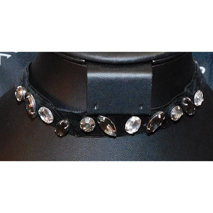 Glam Goth Hand Sewn Rhinestone Velvet Choker