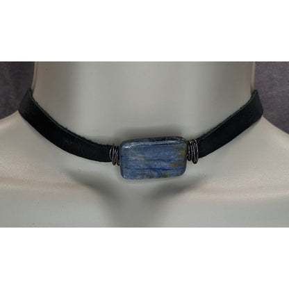 Handmade Kyanite Stone Choker Vintage Suede Ribbon Boho Artisan Necklace