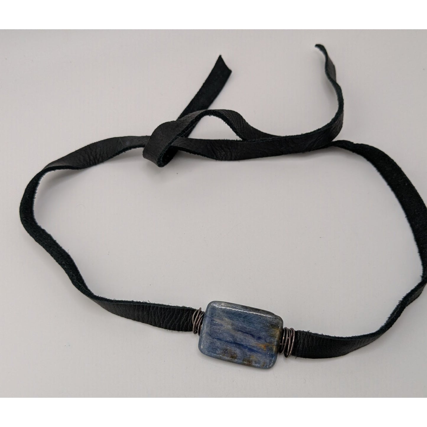 Handmade Kyanite Stone Choker Vintage Suede Ribbon Boho Artisan Necklace