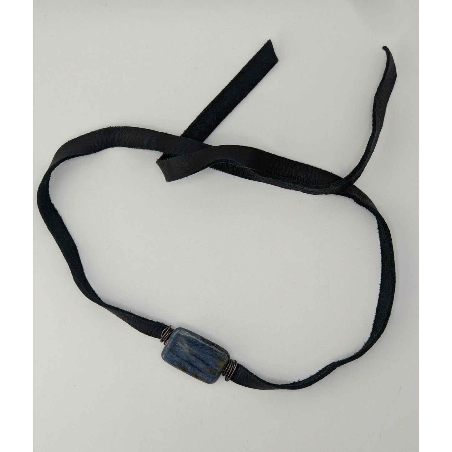 Handmade Kyanite Stone Choker Vintage Suede Ribbon Boho Artisan Necklace