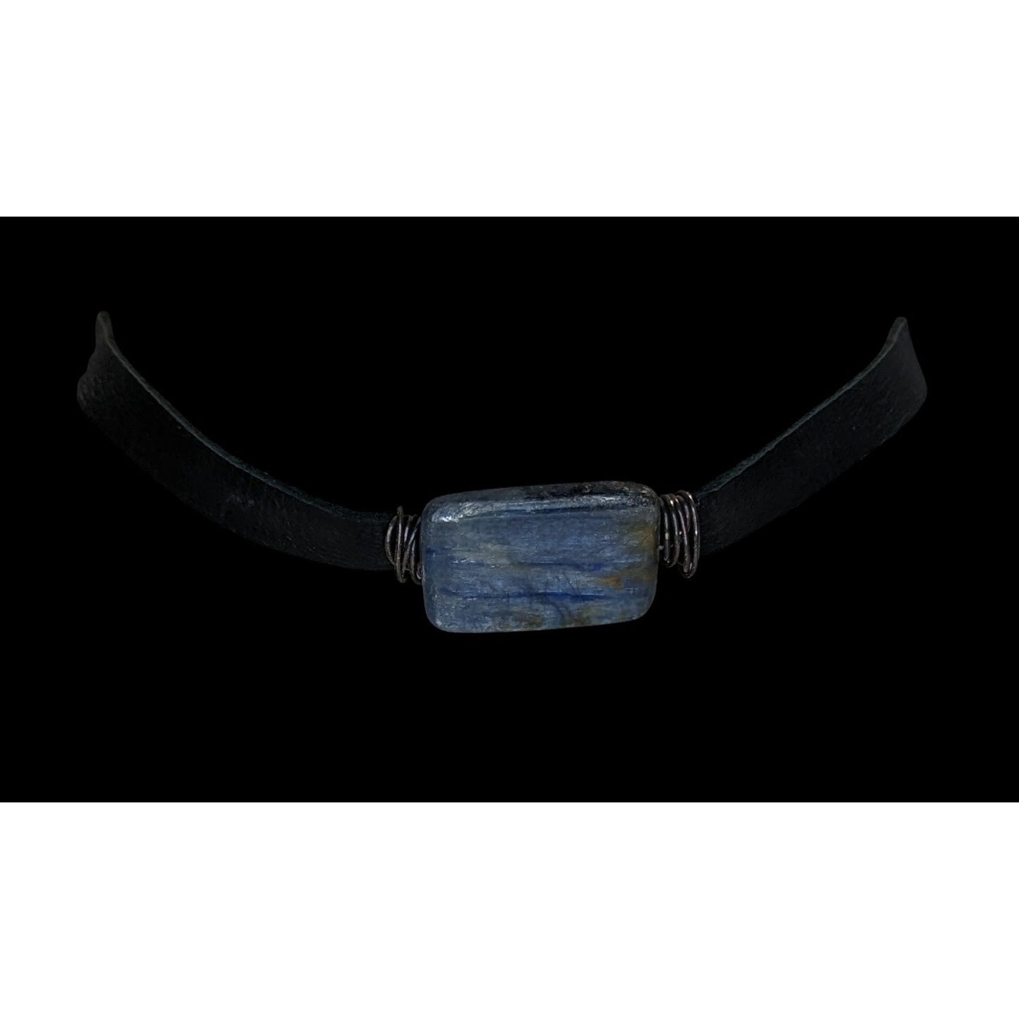 Handmade Kyanite Stone Choker Vintage Suede Ribbon Boho Artisan Necklace