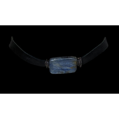 Handmade Kyanite Stone Choker Vintage Suede Ribbon Boho Artisan Necklace