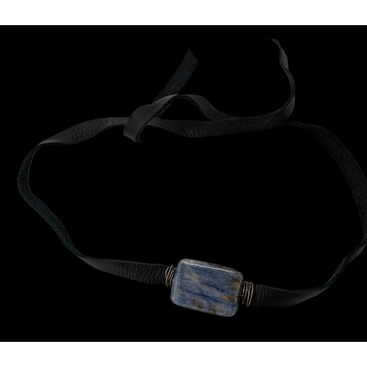 Handmade Kyanite Stone Choker Vintage Suede Ribbon Boho Artisan Necklace