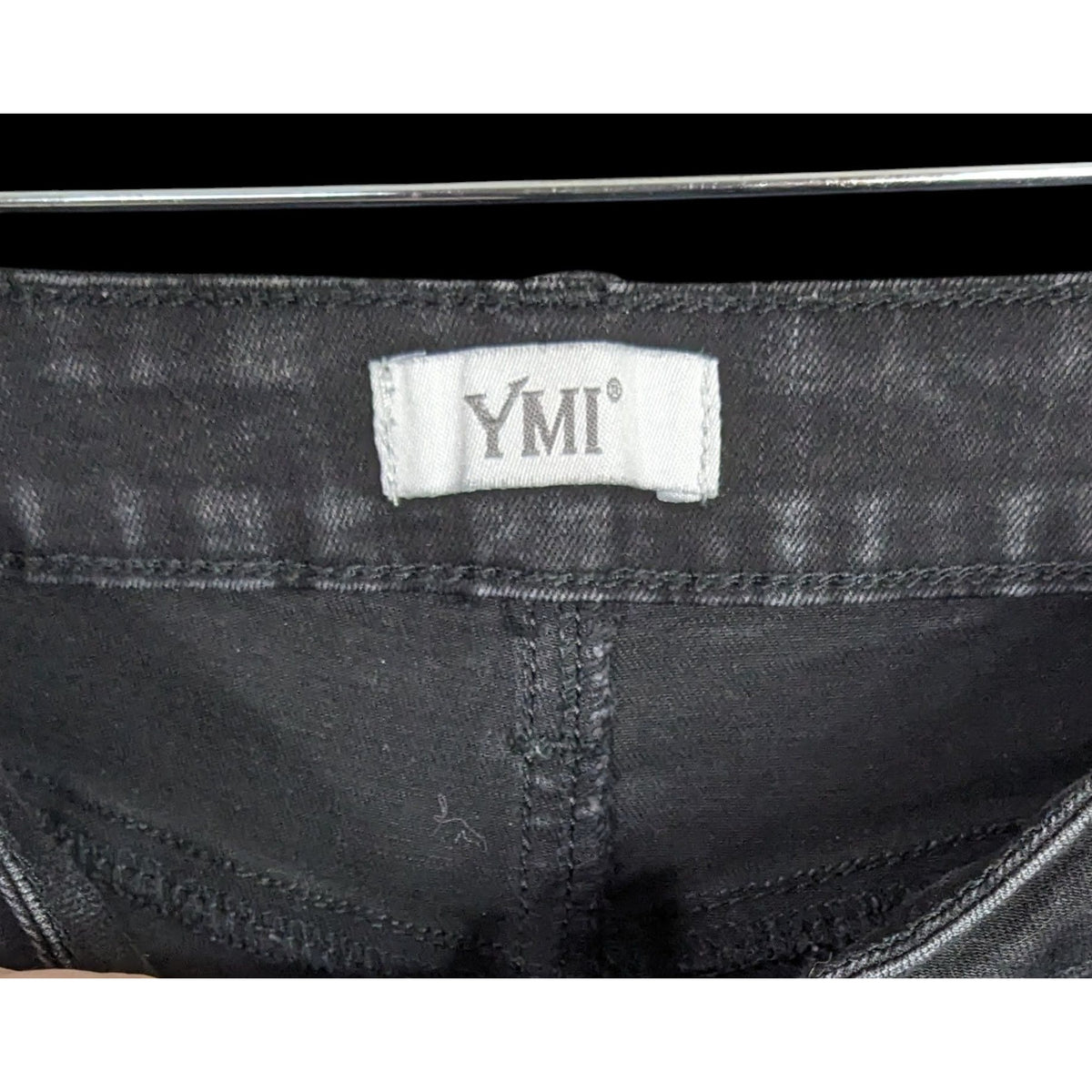 Upcycled 21 Pilots Hand-Painted YMI Black Flare Jeans With 21 Pilots-Inspired Art Size 9/29 Custom Frayed Hem