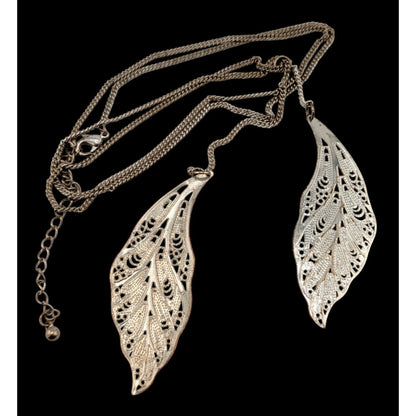 Fairycore Silver-Tone Leaf Pendant Necklace