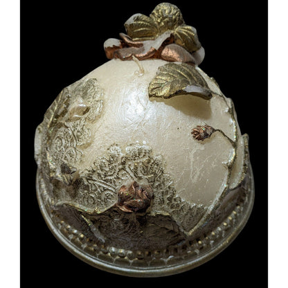 Large Victorian Style Large Metallic Floral Candle