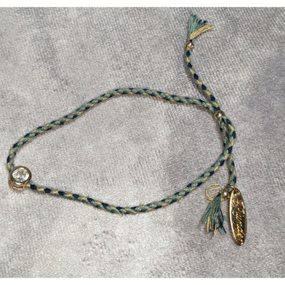 Boho Dainty Plunder Braided Tassel Crystal Charm Adjustable Bracelet
