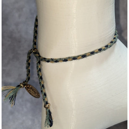 Boho Dainty Plunder Braided Tassel Crystal Charm Adjustable Bracelet