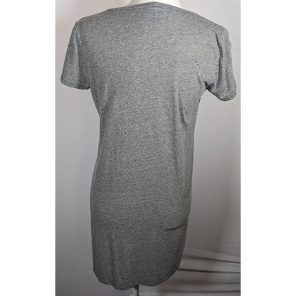 Lauren Mochi Beverly Hills Grey T-Shirt Dress With Red Floral Embroidery