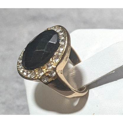 Bold Glam Gold And Black Faceted Gemmed Ring Size 6