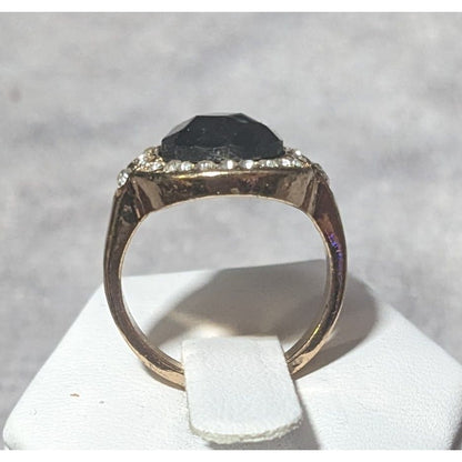 Bold Glam Gold And Black Faceted Gemmed Ring Size 6