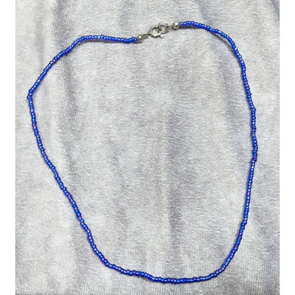 Handcrafted Iridescent Blue Seed Bead Necklace