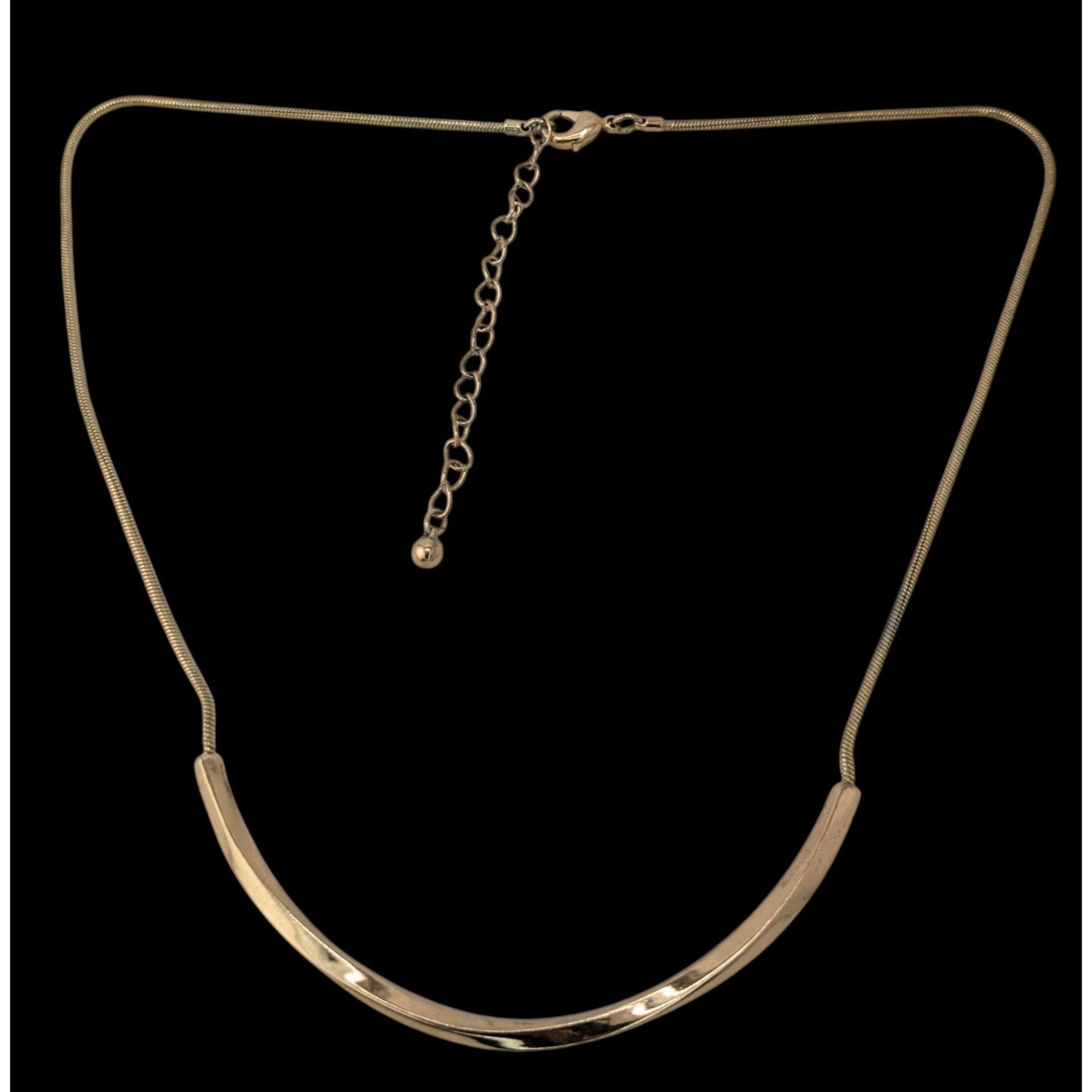 Minimalist Modern Classic Gold Curved Bar Snake Chain Necklace