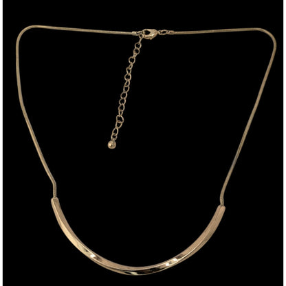 Minimalist Modern Classic Gold Curved Bar Snake Chain Necklace