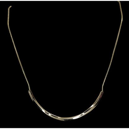Minimalist Modern Classic Gold Curved Bar Snake Chain Necklace