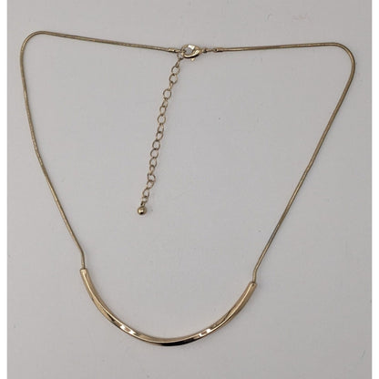 Minimalist Modern Classic Gold Curved Bar Snake Chain Necklace
