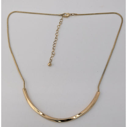 Minimalist Modern Classic Gold Curved Bar Snake Chain Necklace