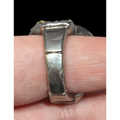 Abstract Floral Swirl Rhinestone Glam Silver Tone Stretch Ring