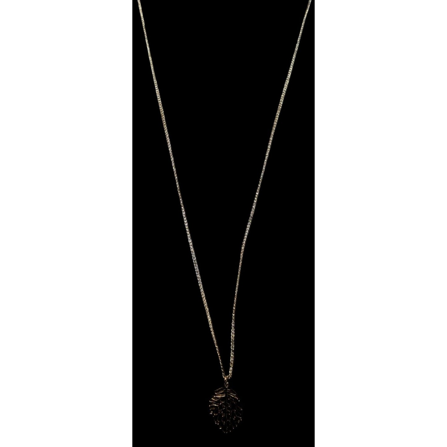 Nature Inspired Gold Tone Leaf Pendant Necklace