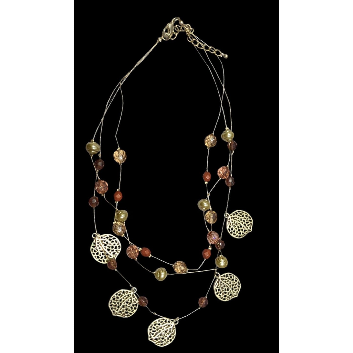 Bohemian Gold Tone Multilayer Charm And Beaded Necklace