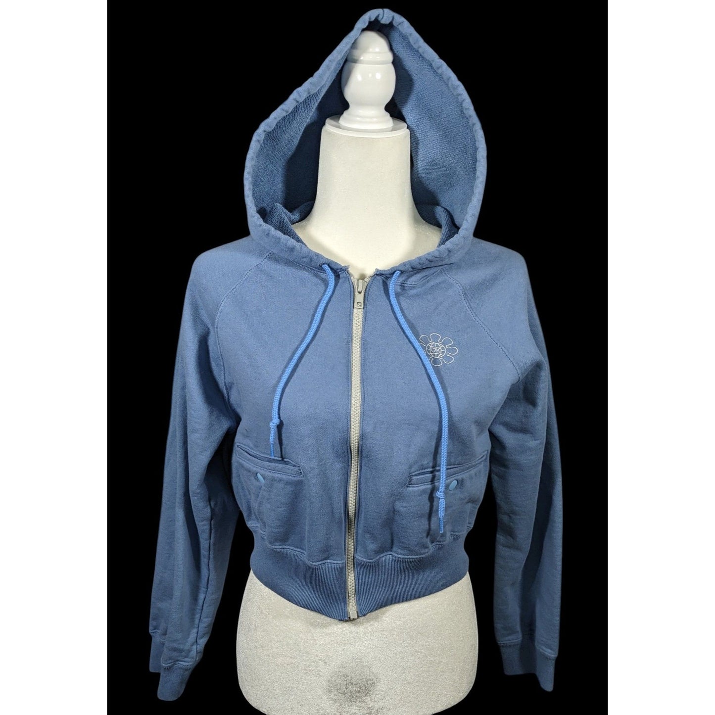 OK Kiko Blue Hooded Track Jacket With Pockets Size Medium