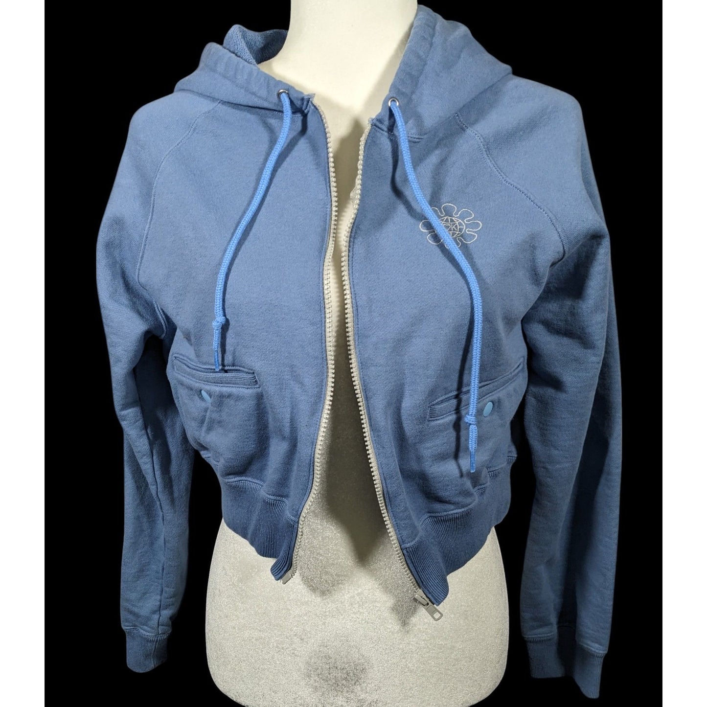 OK Kiko Blue Hooded Track Jacket With Pockets Size Medium