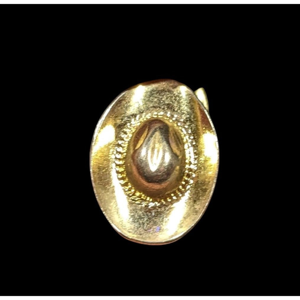 Western Cowboy Hat Shaped Gold Tone Lapel Pin