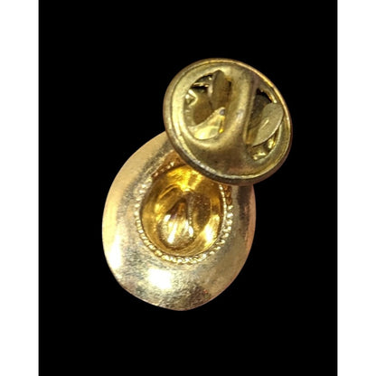 Western Cowboy Hat Shaped Gold Tone Lapel Pin