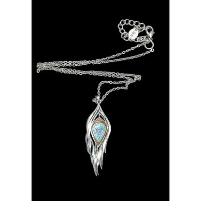 Y2K Bohemian Feather Heart Necklace Metal With Shimmer Enamel