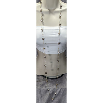 Lia Sophia Caramelo Long Necklace With Faux Pearls And Iridescent Glass