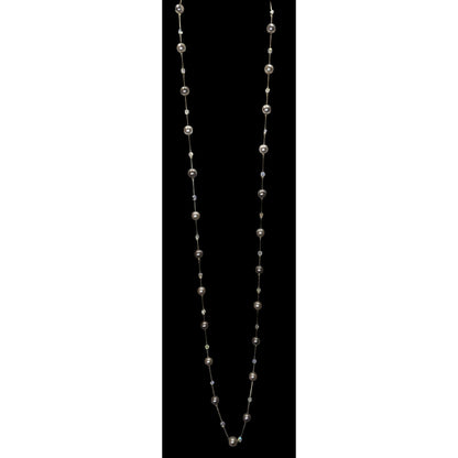 Lia Sophia Caramelo Long Necklace With Faux Pearls And Iridescent Glass