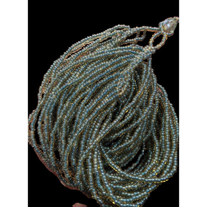 Whimsical Elegant Blue And Gold Tone Glass Beaded Layered Necklace