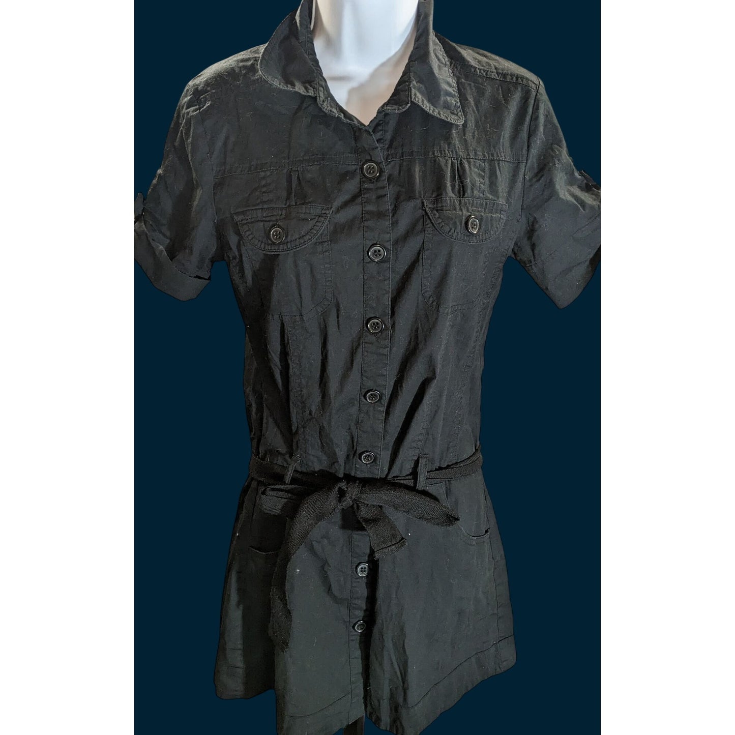 Vintage 90s Max Rave Dress Black Button Down Soft Goth