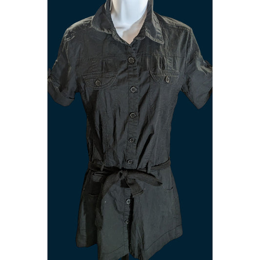 Vintage 90s Max Rave Dress Black Button Down Soft Goth