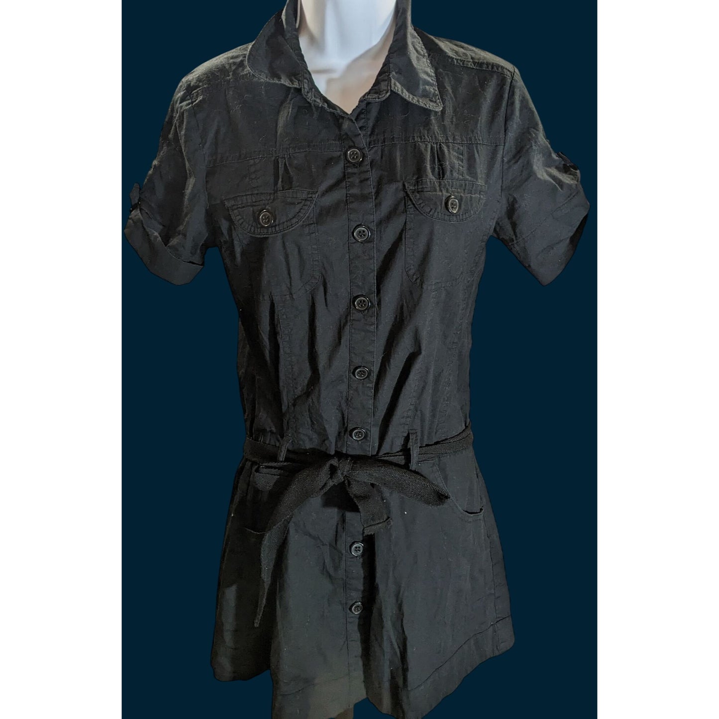 Vintage 90s Max Rave Dress Black Button Down Soft Goth