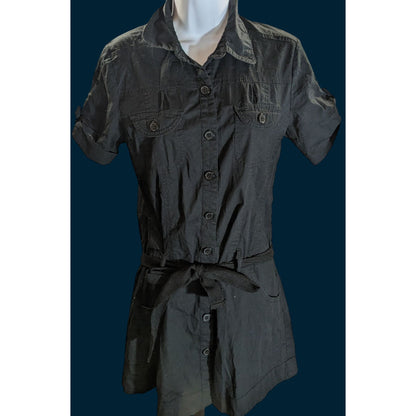 Vintage 90s Max Rave Dress Black Button Down Soft Goth