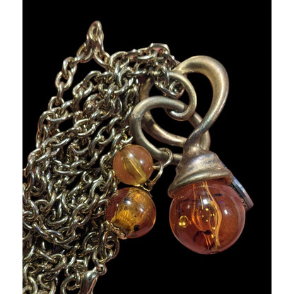 Vintage Honey Glass Beaded Charm Pendant Necklace